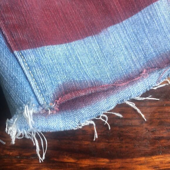 Old Navy Diva Size 6 American Flag Hand Painted Shorts Raw Hem - Picture 2 of 9